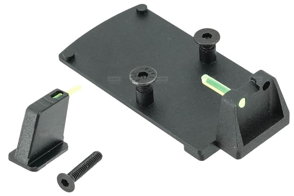 GUNDAY RMR Mount Base with Sight Set For Umarex / VFC Glock System ( for G19X , G19 Gen4, G17 Gen5, G45 etc. )