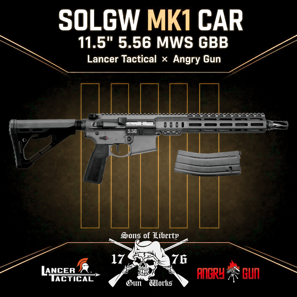 Lancer Tactical SOLGW Licensed MK1 CAR 11.5" 5.56 MWS GBB Rifle Airsoft ( by Angry Gun ) < Pre-Order ETA January 2027 >