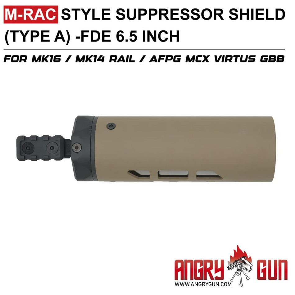 Angry Gun M-RAC 6.5" Carbon Fiber Front Shield Type A For MK16 / MK14 Type Handguard / AFPG MCX Virtus GBBR ( Cerakote FDE )