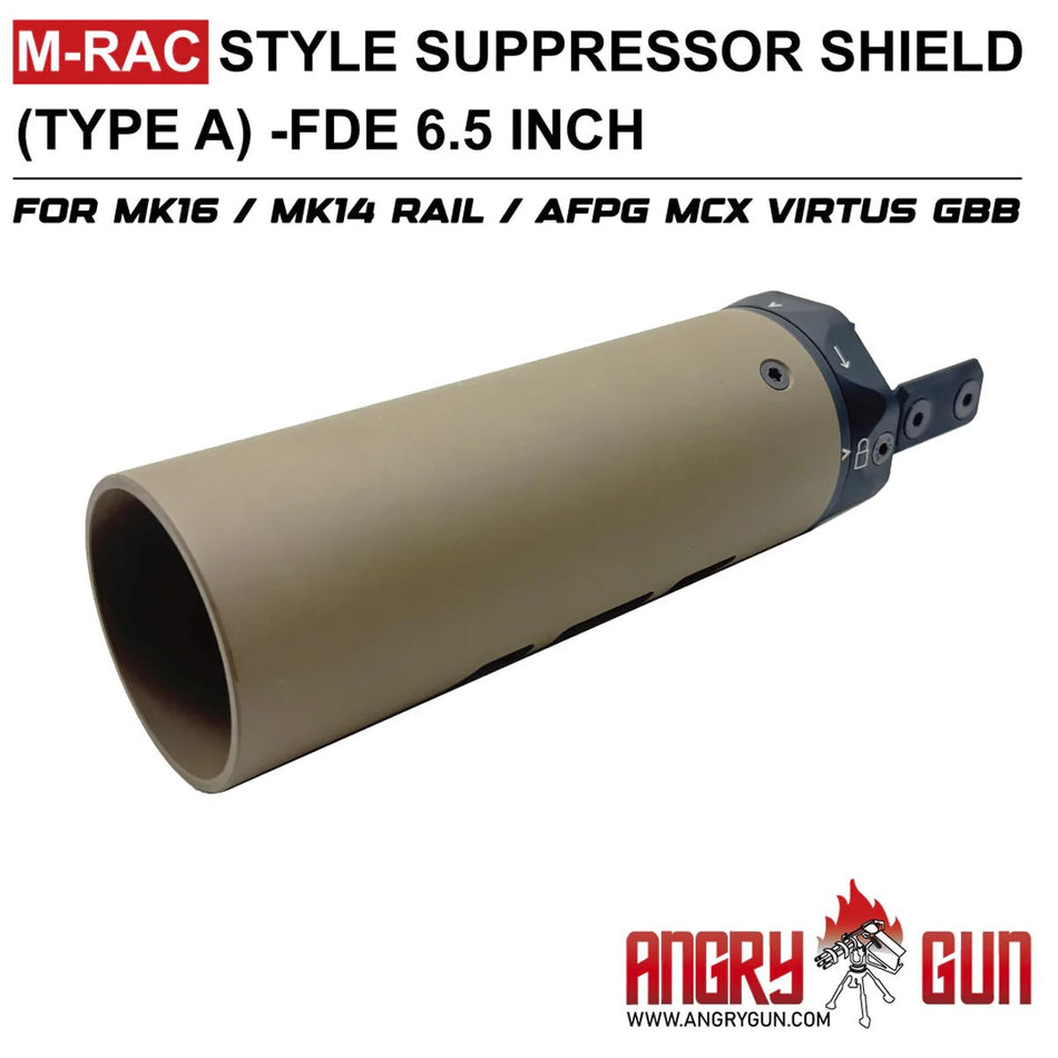 Angry Gun M-RAC 6.5" Carbon Fiber Front Shield Type A For MK16 / MK14 Type Handguard / AFPG MCX Virtus GBBR ( Cerakote FDE )