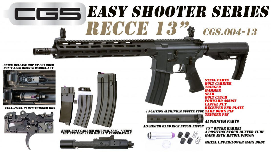 CGS Easy Shooter Series 13 Inch RECCE M4 GBB Rifle Airsoft ( by CYMA )