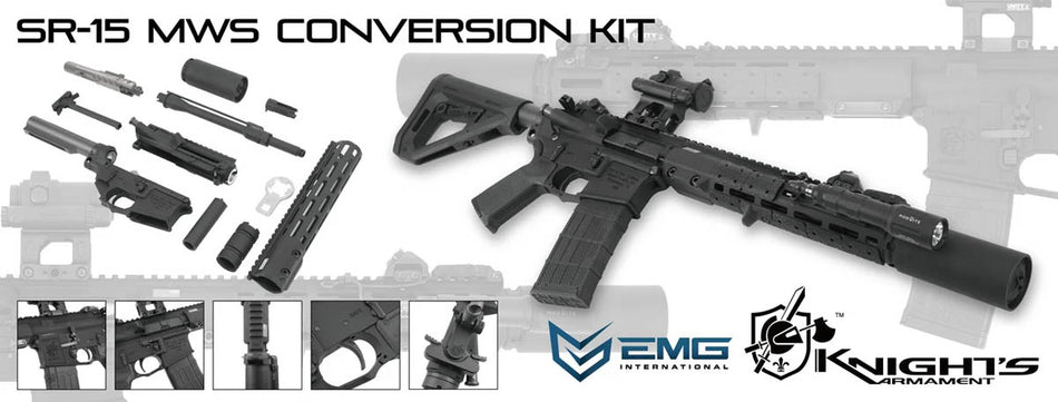 EMG KAC Licensed SR15 MOD 2.1 MWS Conversion Kit For Marui TM MWS GBBR Series ( Black ) ( Knight's Armament SR-15 SBR ) ( by Angry Gun )