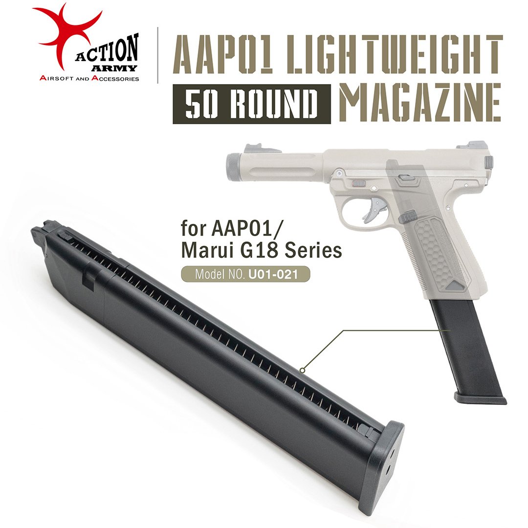 Action Army Lightweight 50 Rds Gas Magazine for AAP01 / TM Marui G18C ( For AAP-01 / TM / WE AW / KJ G Model Spec ) ( Long Mag )