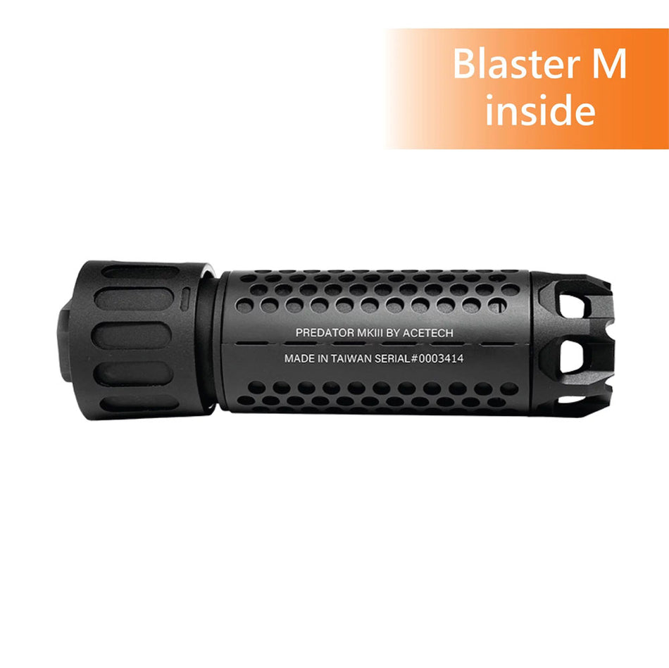Acetech Predator MKIII Dummy Suppressor M14 CCW with Blaster M Tracer Inside ( Black ) ( Flame Effect )