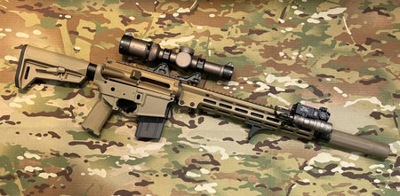 Angry Gun Cerakote CNC Upper & Lower Receiver ( Semi Version ) for Marui TM M4 MWS / MTR GBBR - GEI Style ( Burnt Bronze & Magpul FDE )