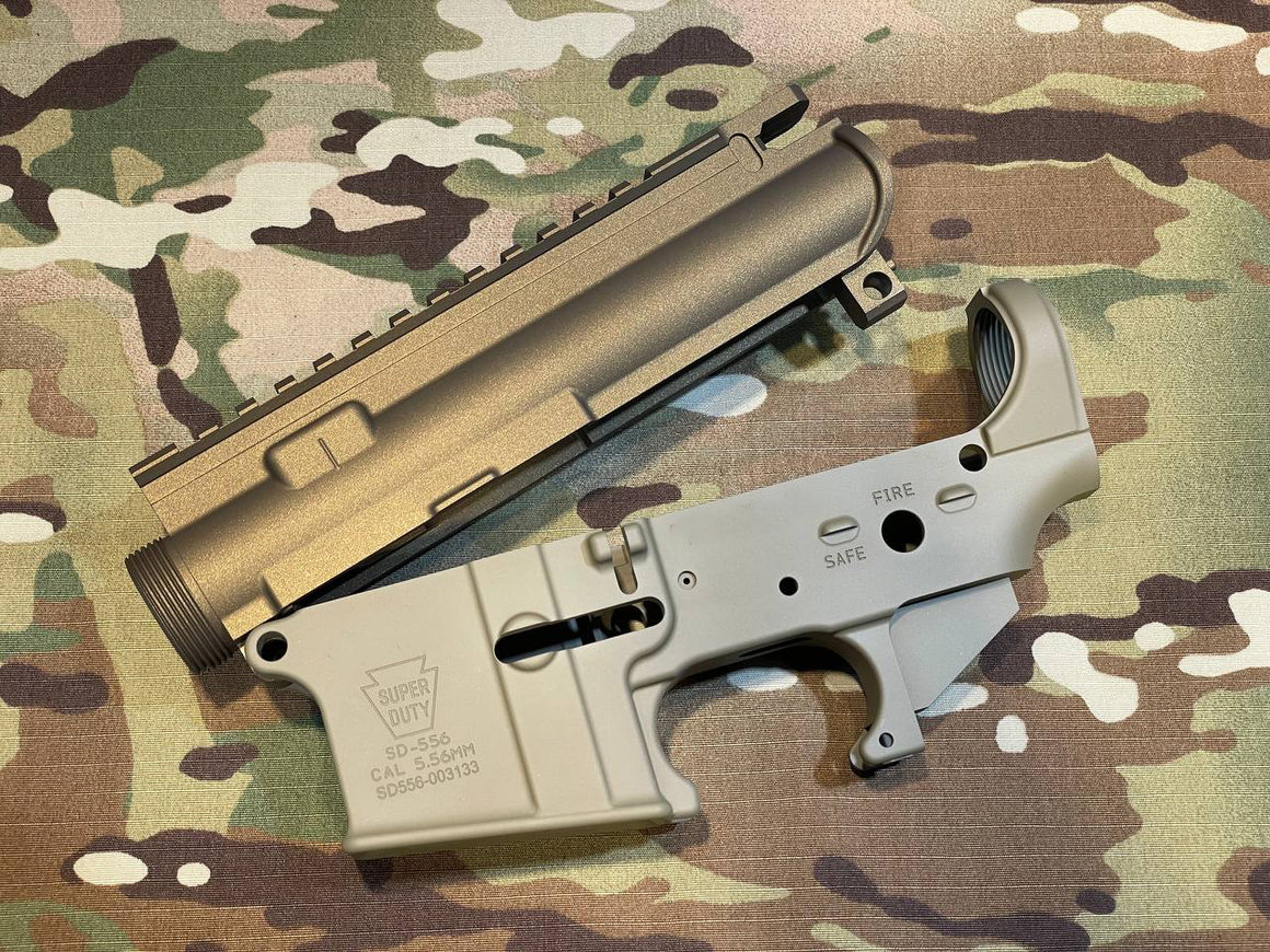 Angry Gun Cerakote CNC Upper & Lower Receiver ( Semi Version ) for Marui TM M4 MWS / MTR GBBR - GEI Style ( Burnt Bronze & Magpul FDE )