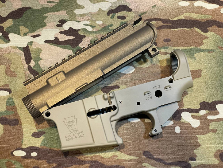 Angry Gun Cerakote CNC Upper & Lower Receiver ( Semi Version ) for Marui TM M4 MWS / MTR GBBR - GEI Style ( Burnt Bronze & Magpul FDE )