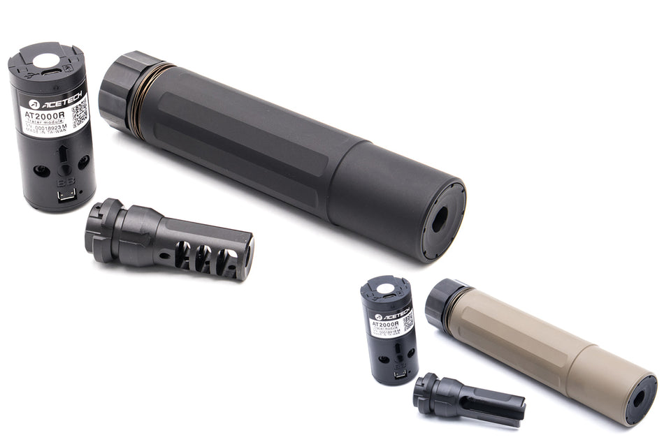 Angry Gun S Style Dummy Barrel Extension with Acetech AT2000R Tracer Module ( 14mm CCW )-Dark Earth ( DE )