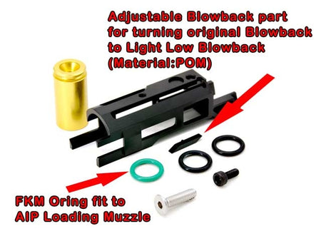 AIP Adjustable Blowback Housing for Marui TM 5.1 Hi-Capa / 4.3 Hi-Capa / 1911 GBBP ( Aluminum 7075 , Black )