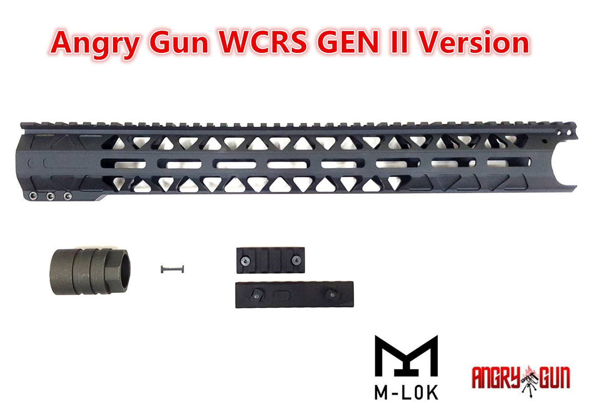 Angry Gun WCRS Style GEN2 Ver. M-LOK Rail System for M4 GBB and AEG - 16.2inch( Black )
