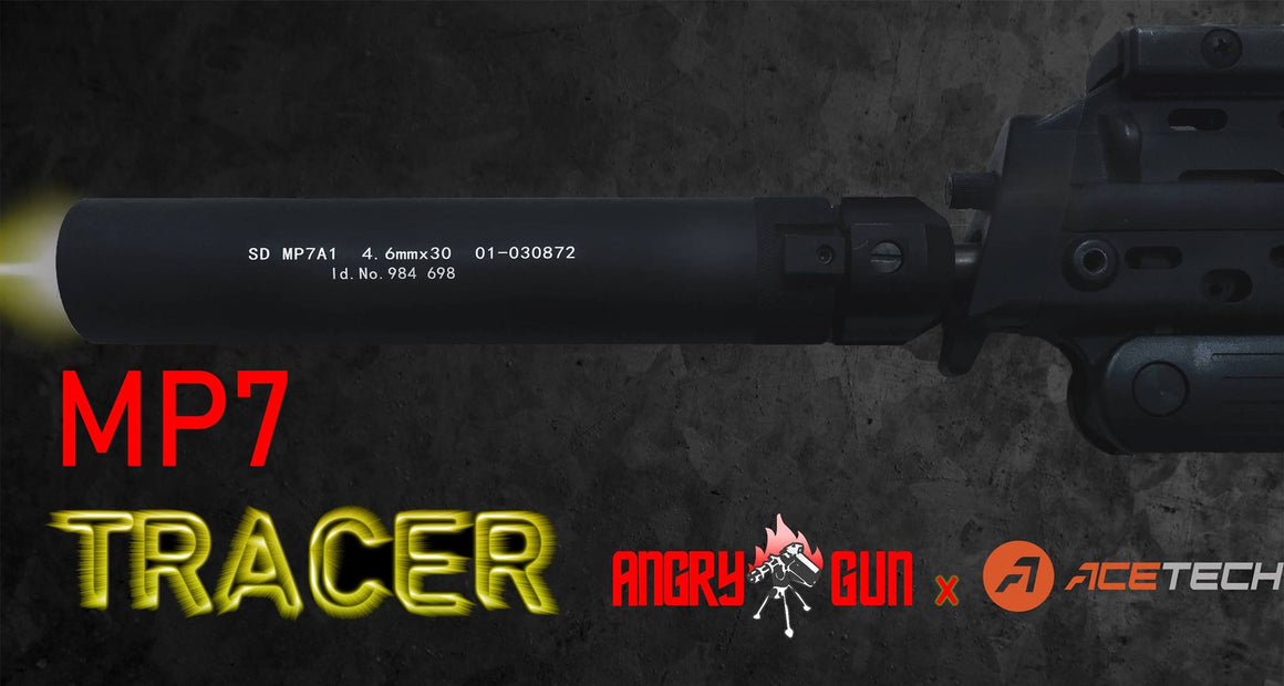 Angry Gun MP7 SMG QD Dummy Suppressor / Barrel Extension AT2000 UV Tracer Kit ( Black ) ( Acetech )-WE