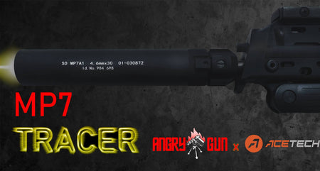 Angry Gun MP7 SMG QD Dummy Suppressor / Barrel Extension AT2000 UV Tracer Kit ( Black ) ( Acetech )-WE