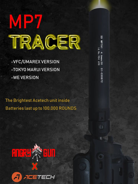 Angry Gun MP7 SMG QD Dummy Suppressor / Barrel Extension AT2000 UV Tracer Kit ( Black ) ( Acetech )-WE