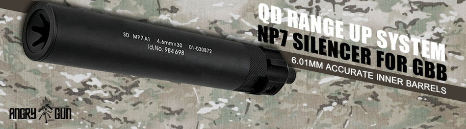 Angry Gun Power Up QD Dummy Suppressor / Barrel Extension for KSC / KWA / Umarex MP7 SMG ( Black )