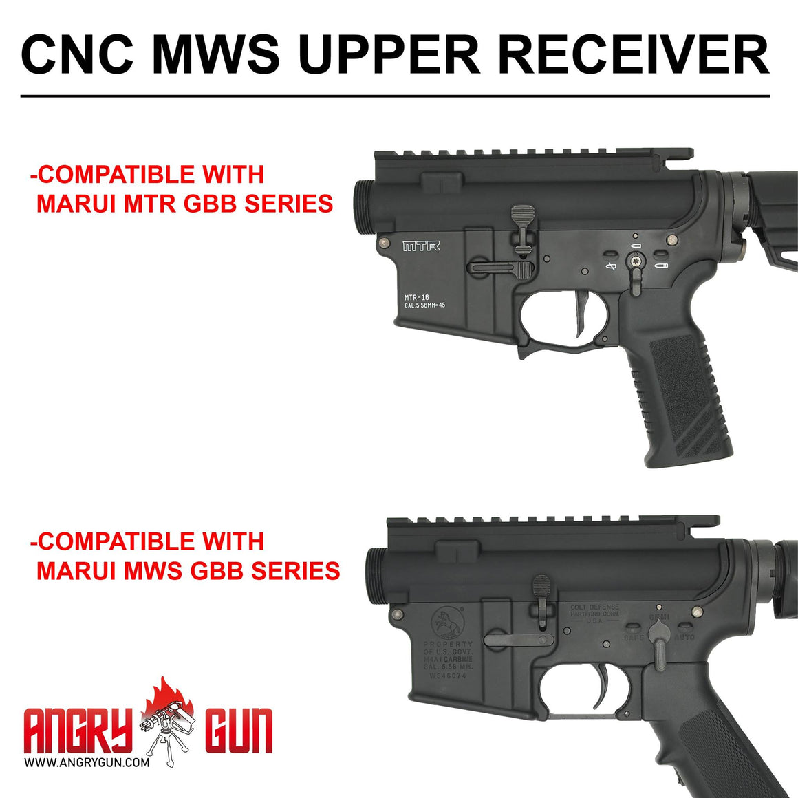 Angry Gun CNC MWS Upper Receiver ( for Marui TM MWS GBBR )-"KEYHOLE" FORGED MARK - MILSPEC
