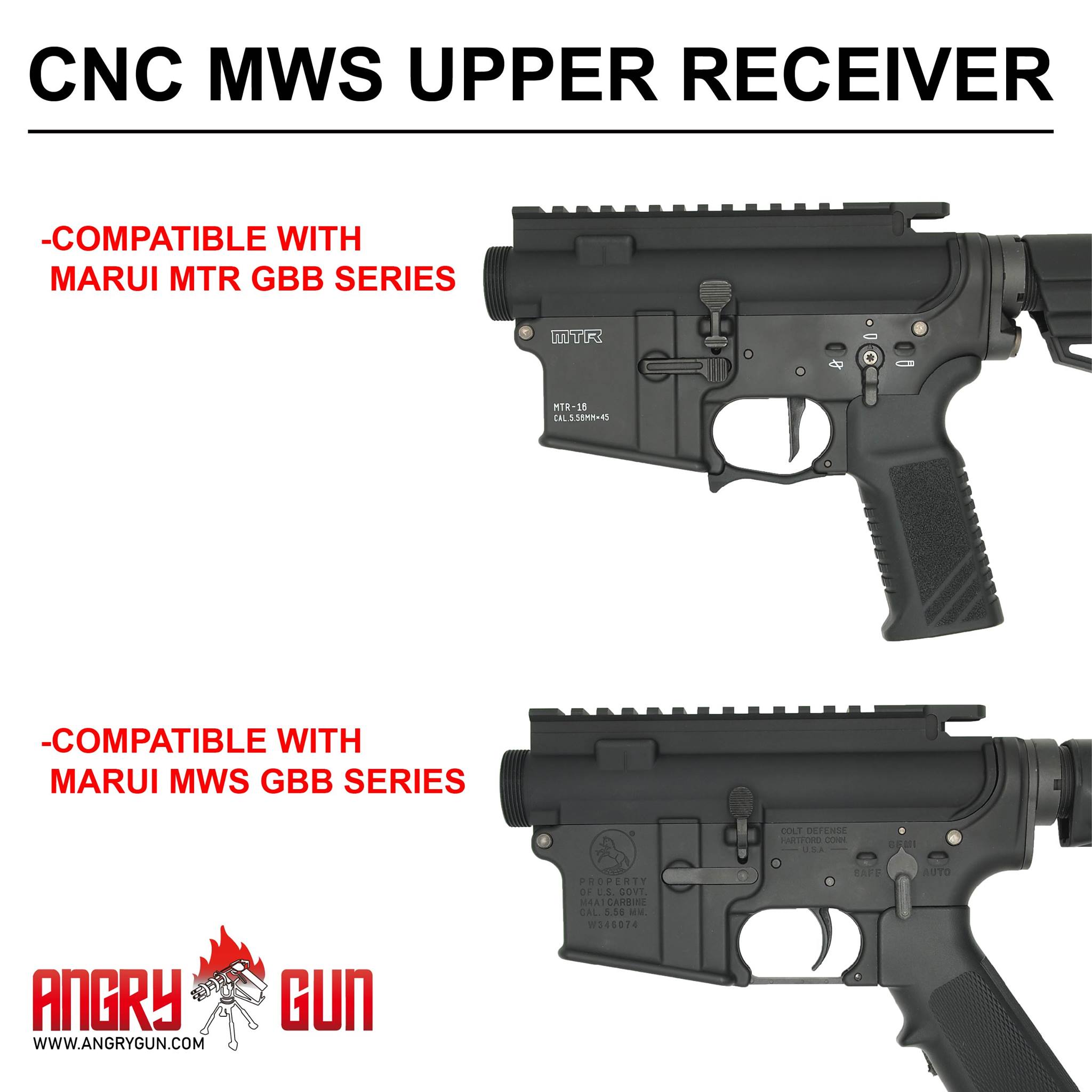 Angry Gun CNC MWS Upper Receiver ( for Marui TM MWS GBBR )-"KEYHOLE" FORGED MARK - MILSPEC