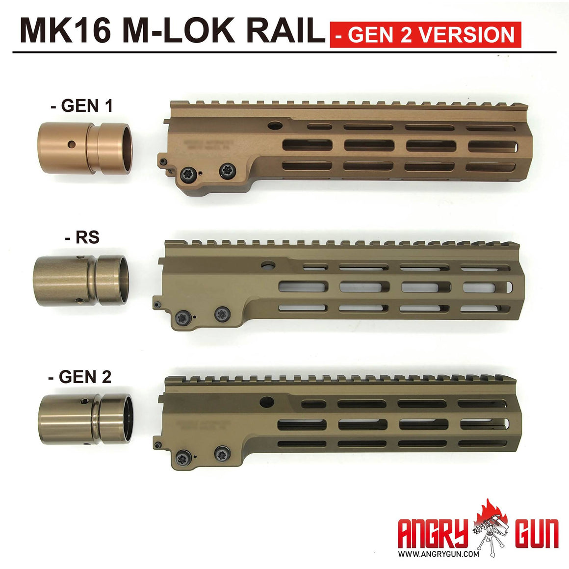 Angry Gun MK16 M-LOK 10.5 Rail Airsoft Ver. ( for AEG / GBB / PTW / MWS )-DDC ( Desert Dirt Color )-9.3 inch