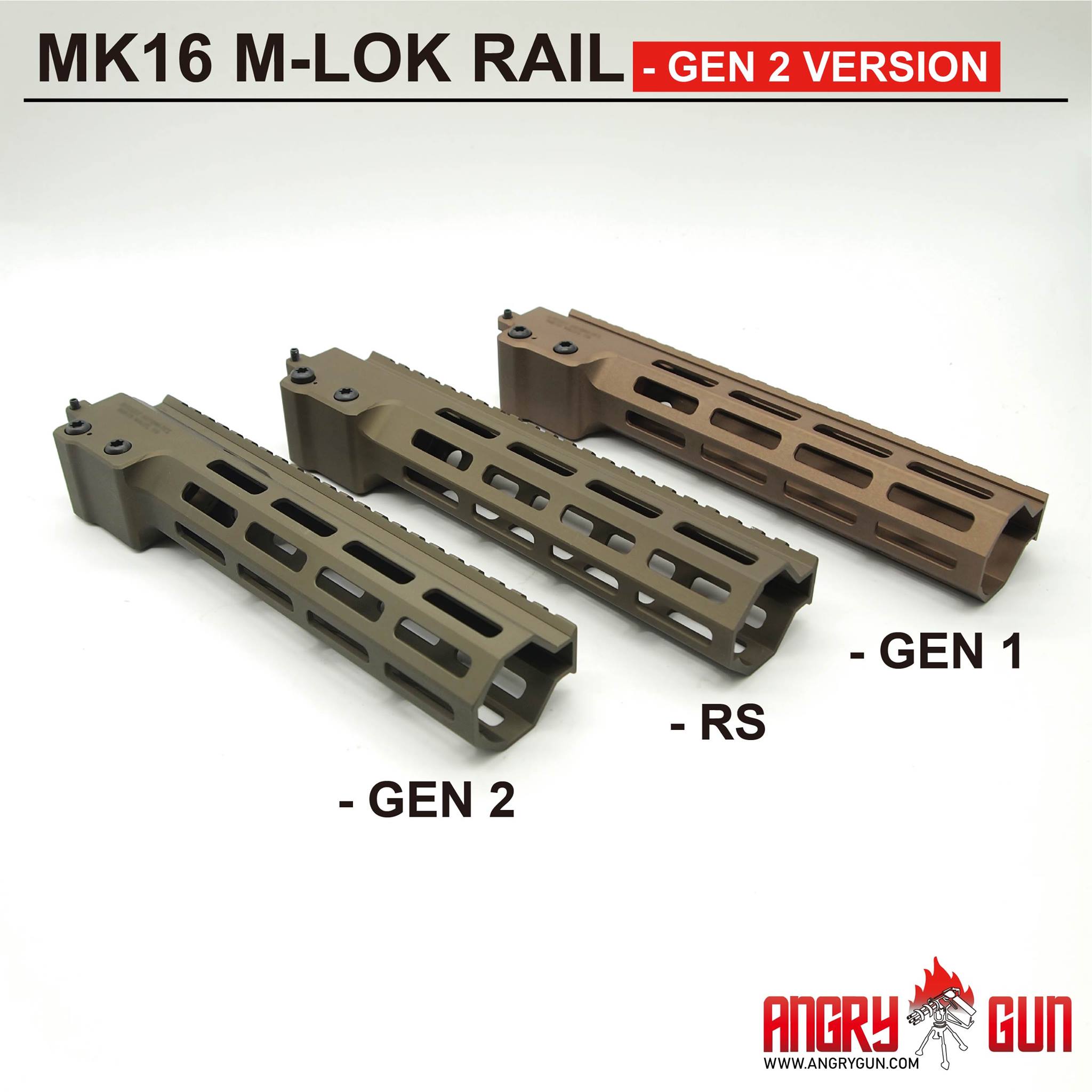 Angry Gun MK16 M-LOK 10.5 Rail Airsoft Ver. ( for AEG / GBB / PTW / MWS )-DDC ( Desert Dirt Color )-9.3 inch