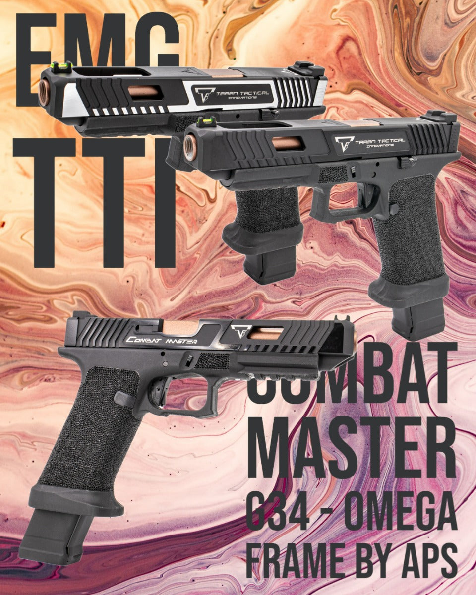 APS Custom TTI Combat Master G34 Co2 GBB Pistol Airsoft with OMEGA Frame ( Licensed by EMG & Taran Tactical Innovations )-2 Tone