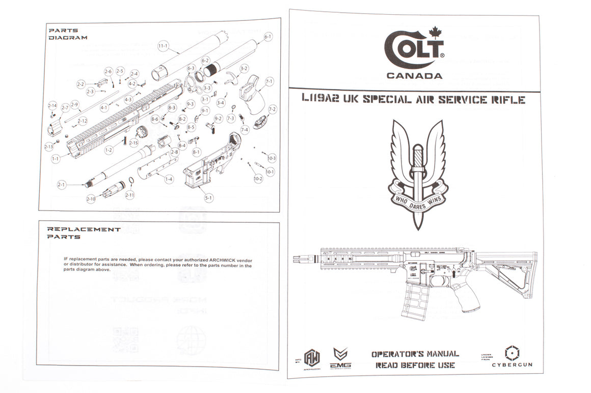 Archwick Officially Licensed COLT L119A2 Conversion Kit for Tokyo Marui TM MWS M4 GBB ( Black )