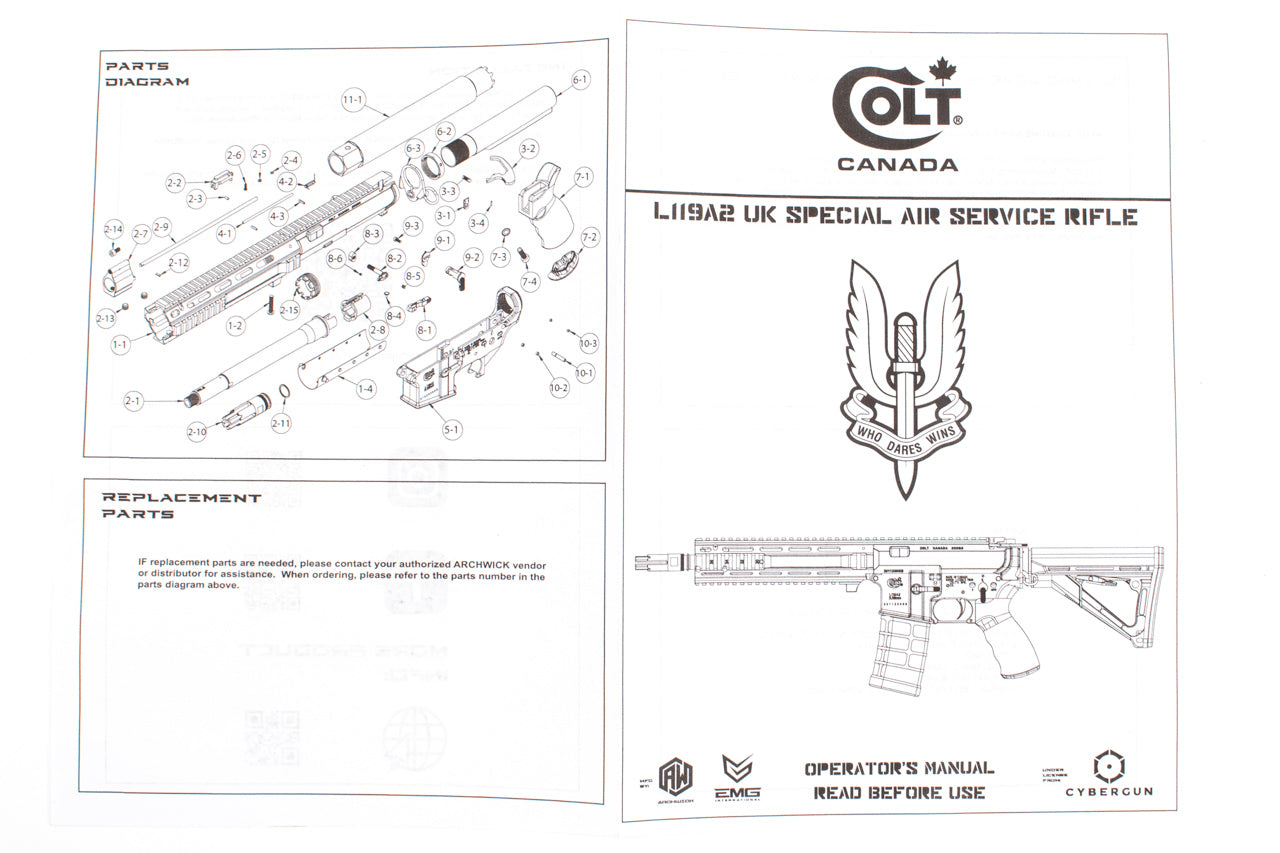 Archwick Officially Licensed COLT L119A2 Conversion Kit for Tokyo Marui TM MWS M4 GBB ( Black )