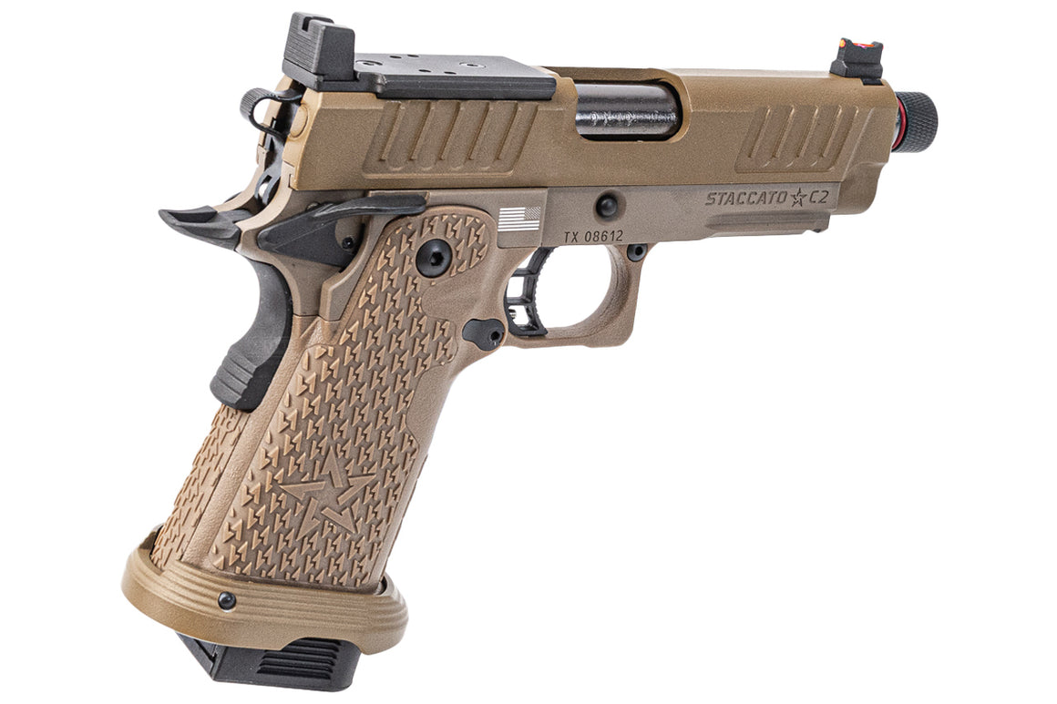 EMG Staccato Licensed C2 2011 Arrow Grip Hi-Capa GBB Pistol Airsoft ( FDE ) ( by ARMY PLUS X T8 )