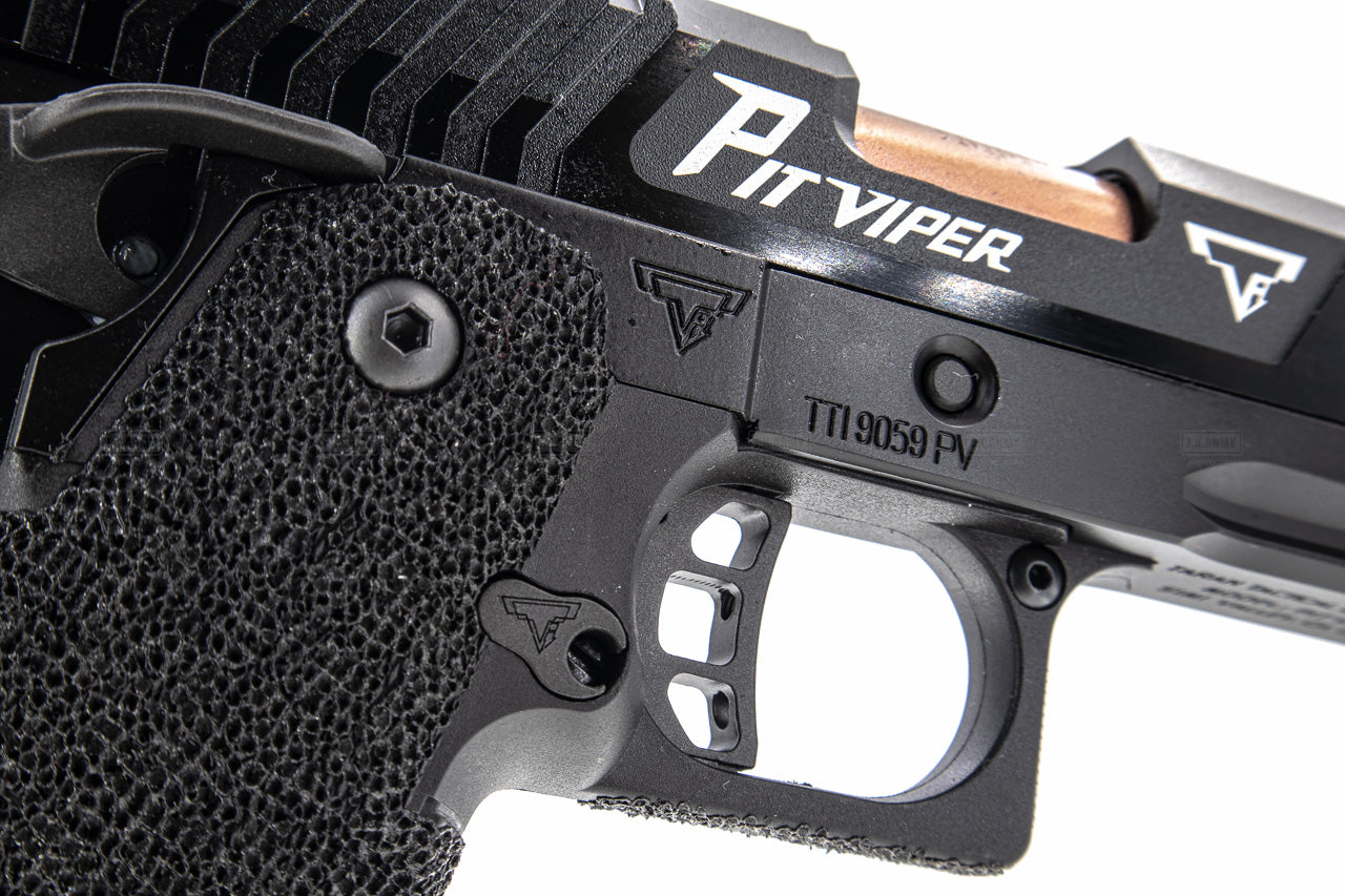 ARMY TTI Licensed JW4 Pit Viper CNC Aluminum 7075 Slide Hi-Capa GBB Pistol Airsoft  ( Steel Internal Parts Version ) ( Black R614 ) ( Licensed by Taran Tactical Innovations ) ( John Wick )