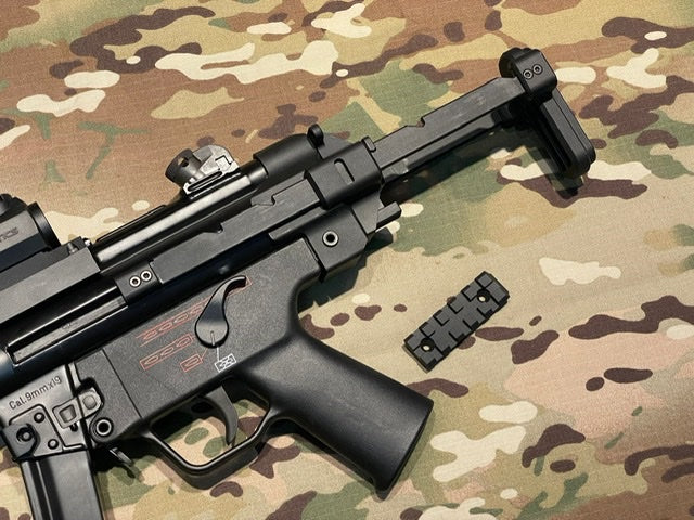 Bow Master x GMF 5 Position Buttstock & Picatinny Rail M1913 20mm Stock Adapter for UMAREX / VFC HK53 MP5 GBB Series & TM MP5A5 Next Gen AEG Series