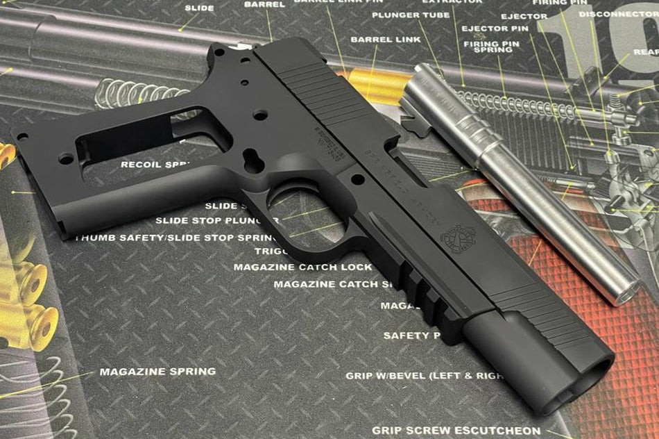 Bomber CNC Aluminum 1911 SFA Operator Slide & Frame Kit for Toyko Marrui TM 1911 Airsoft Series ( Silver ) ( TM-GMK-058-BK )