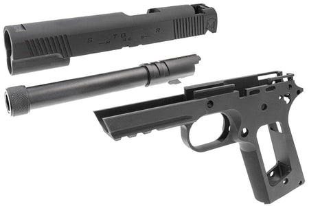 Bomber CNC Aluminum 1911 SFA Silent Operator Slide & Frame Kit for Toyko Marrui TM 1911 Airsoft Series ( Black ) ( TM-GMK-059-BK )