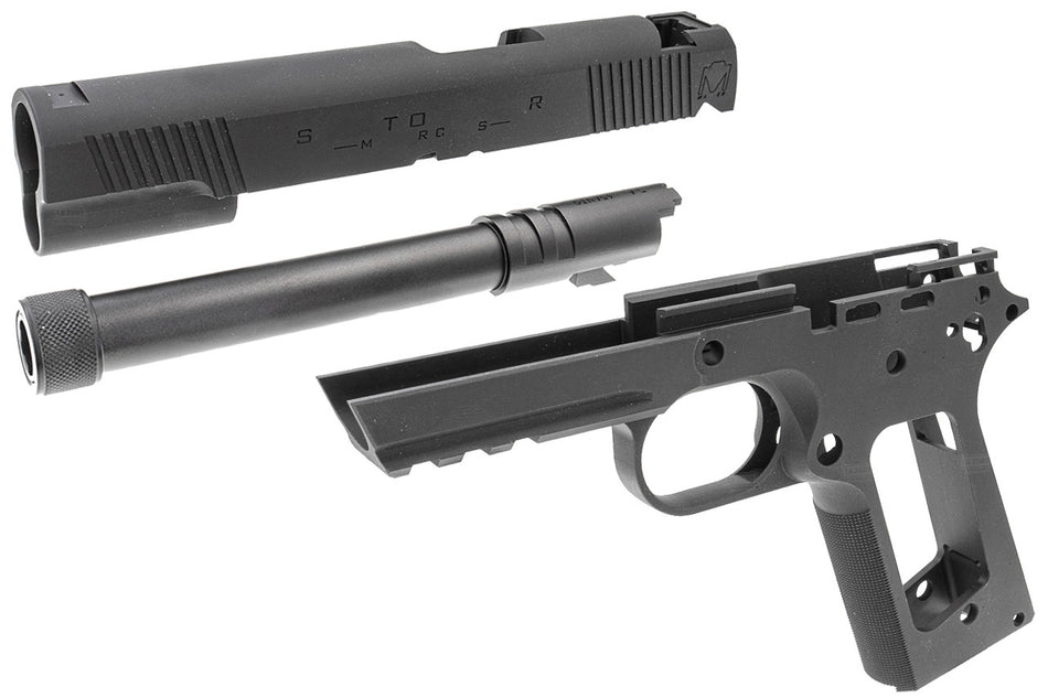 Bomber CNC Aluminum 1911 SFA Silent Operator Slide & Frame Kit for Toyko Marrui TM 1911 Airsoft Series ( Black ) ( TM-GMK-059-BK )