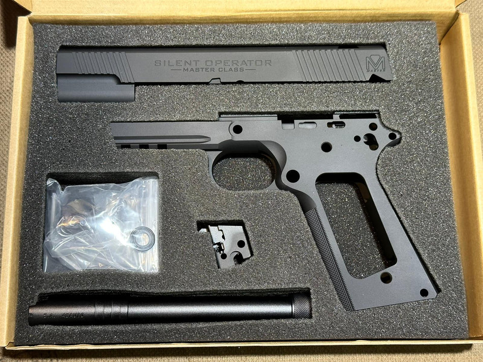 Bomber CNC Aluminum 1911 SFA Silent Operator Slide & Frame Kit for Toyko Marrui TM 1911 Airsoft Series ( Black ) ( TM-GMK-059-BK )