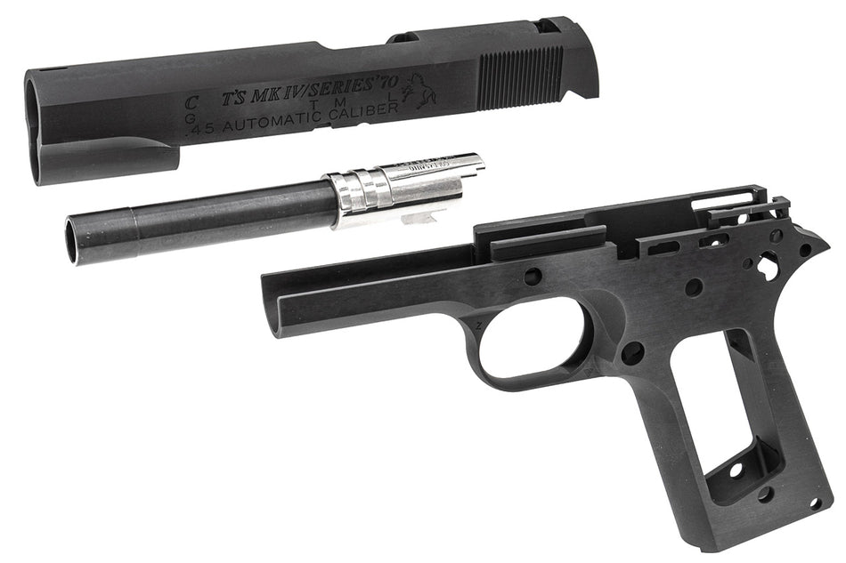 Bomber C Style S70 CNC Aluminum Slide & Frame Kit for Toyko Marrui TM 1911 Airsoft Series ( Large Letter Version Black ) ( TM-GMK-062-BK )