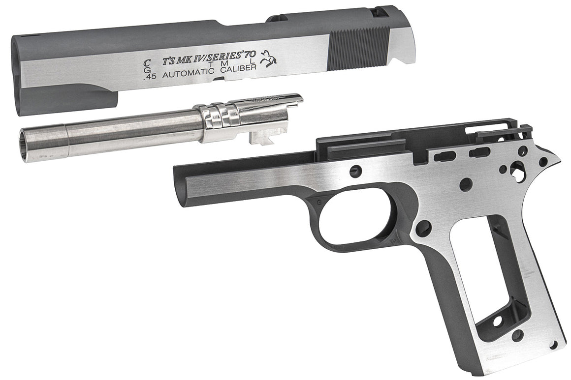 Bomber C Style S70 CNC Aluminum Slide & Frame Kit for Toyko Marrui TM 1911 Airsoft Series ( Silver ) ( TM-GMK-063-SV )