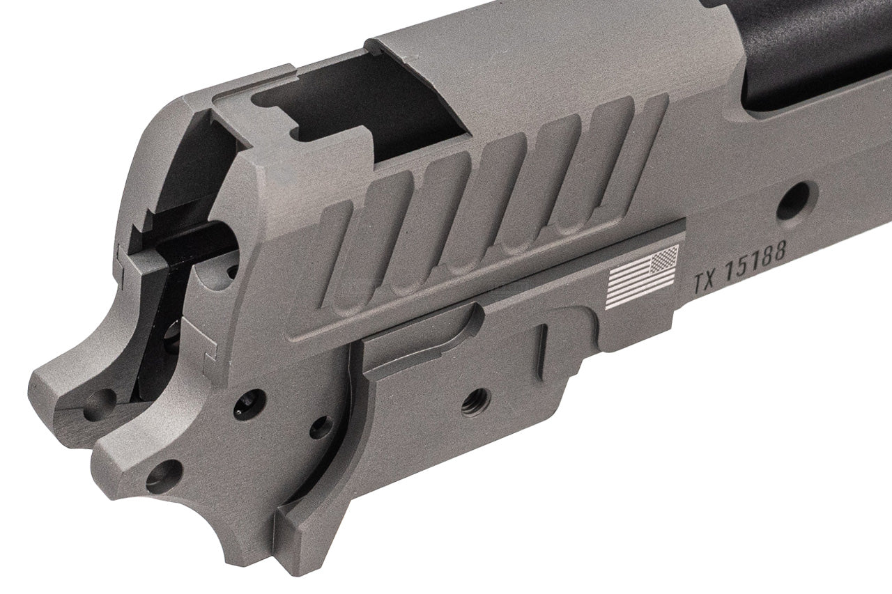 Bomber CNC Aluminum ST* Style P 2011 9mm 4.15" Slide Set For Marui TM Hi-Capa GBBP Series -Titanium Grey