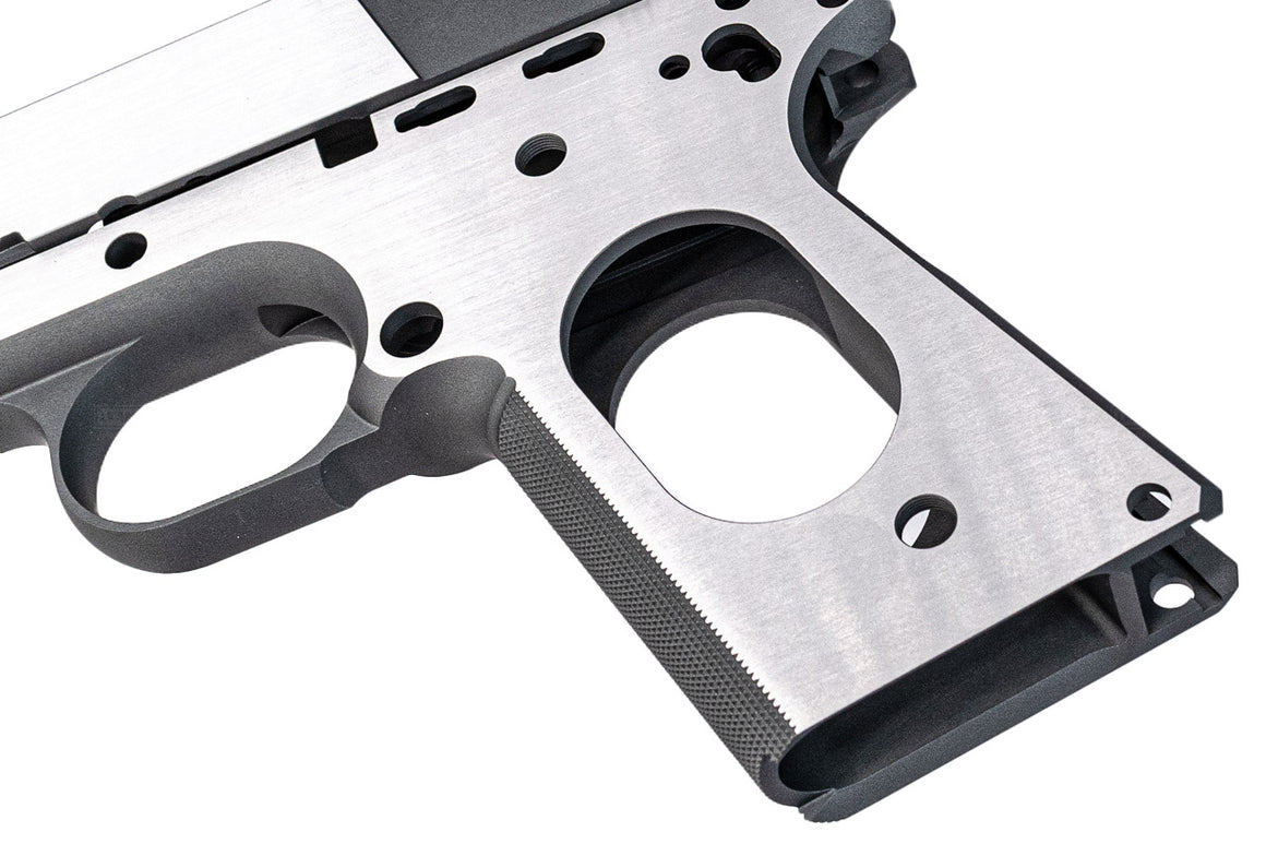 Bomber CNC Aluminum TIKI Style Slide & Frame Kit For Marui TM V10 GBB Series-Miami Vice Version ( With Silver Barrel )