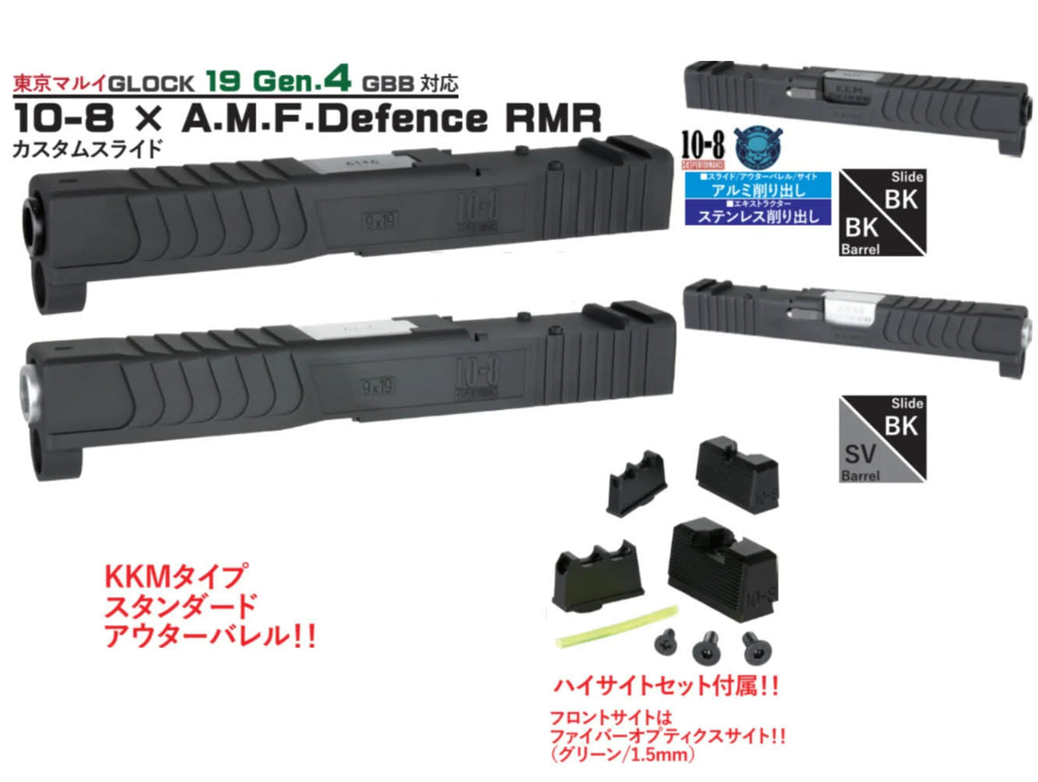 Bomber 10-8 19 RMR Slide Kit KK* Barrel For Tokyo Marui TM G Model 19 Gen4 GBBP Series-Silver