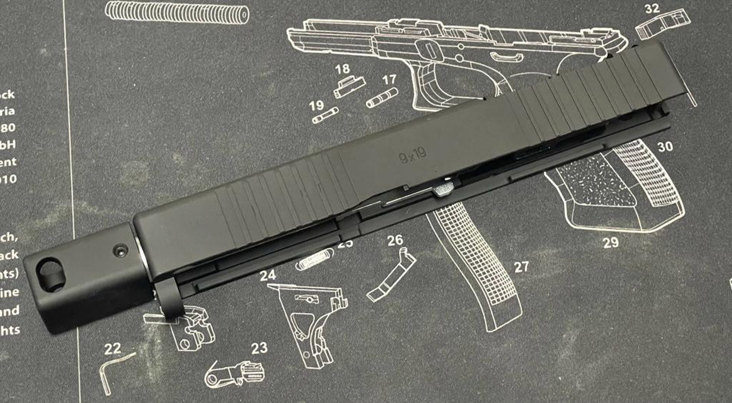 Bomber Roland Special RMR Style 19 RMR Slide Kit KK* Threaded Barrel w/ Comp. For Tokyo Marui TM G Model 19 Gen3 GBBP Series