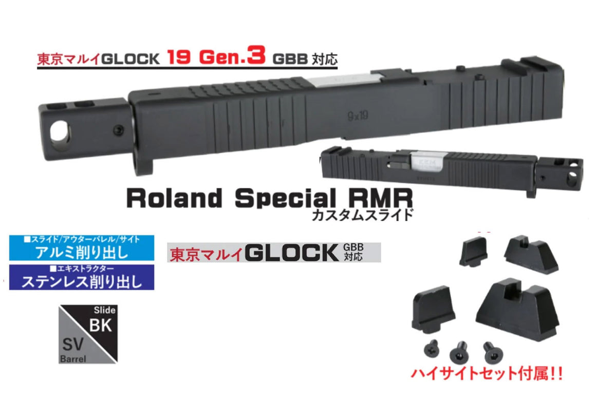Bomber Roland Special RMR Style 19 RMR Slide Kit KK* Threaded Barrel w/ Comp. For Tokyo Marui TM G Model 19 Gen3 GBBP Series