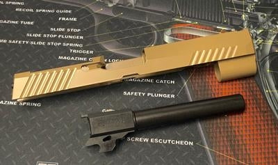 Bomber CNC Steel P320 M17 Slide Kit for SIG / VFC M17 GBB series ( Tan ) ( Cerakote Limited Edition )