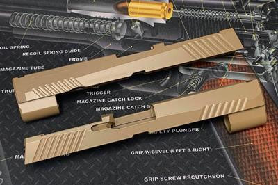 Bomber CNC Steel P320 M17 Slide Kit for SIG / VFC M17 GBB series ( Tan ) ( Cerakote Limited Edition )
