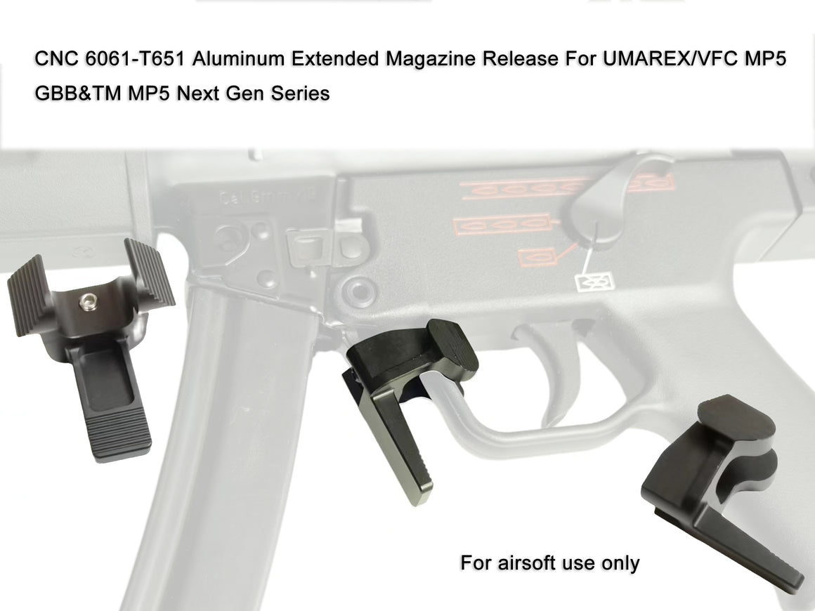 Bow Master Extended Magazine Release For UMAREX / VFC HK53 MP5 & G3 GBB Series & TM MP5A5 Next Gen AEG Series ( CNC 6061-T651 Aluminum )