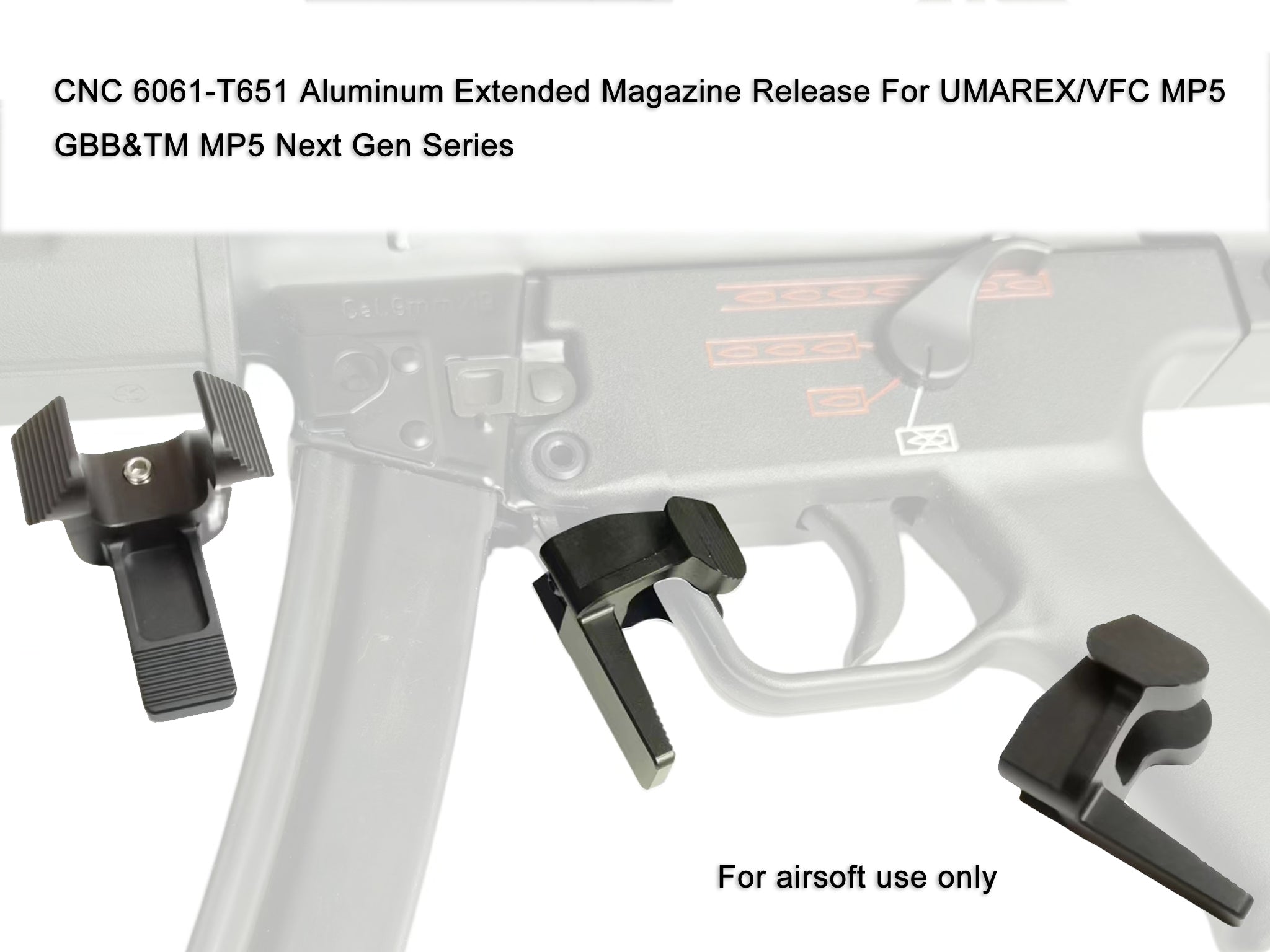 Bow Master Extended Magazine Release For UMAREX / VFC HK53 MP5 & G3 GBB Series & TM MP5A5 Next Gen AEG Series ( CNC 6061-T651 Aluminum )
