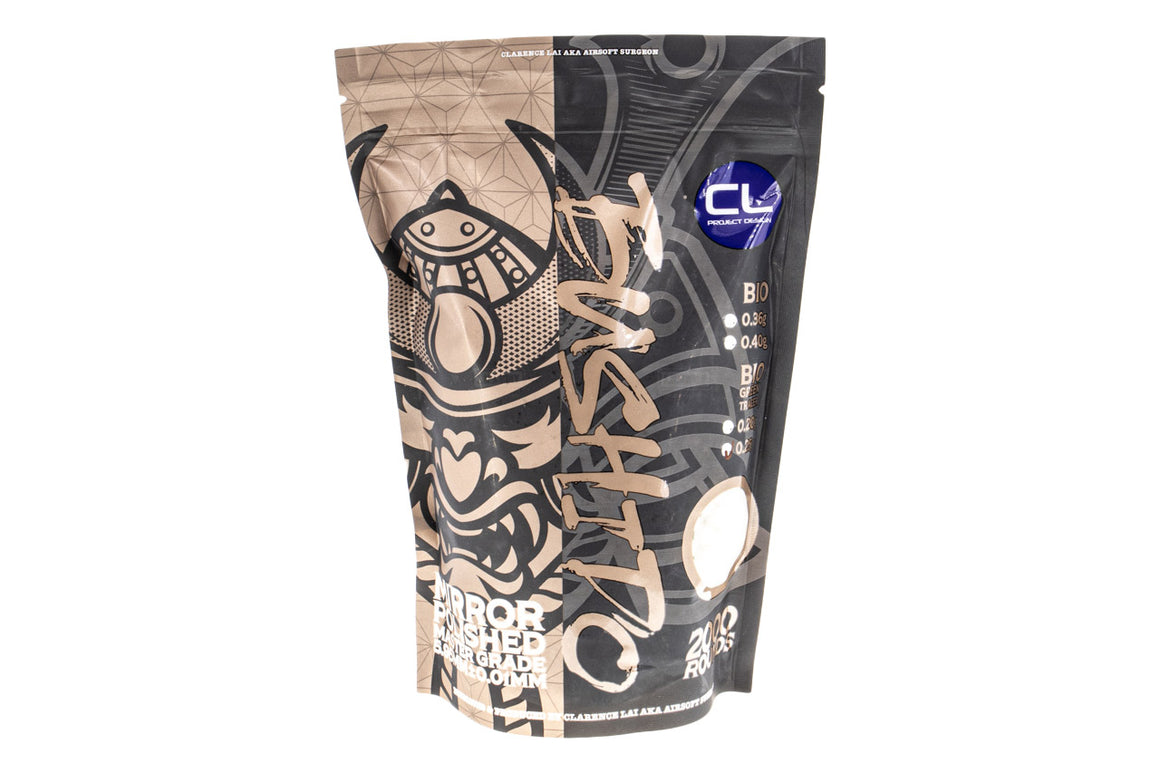 CL Project Bushido Master Grade Tracer 6mm BBs (  5.95mm +- 0.01mm , ABS Precision ) ( 0.20g / 0.25g ) (  2000rds per bag )-0.25g