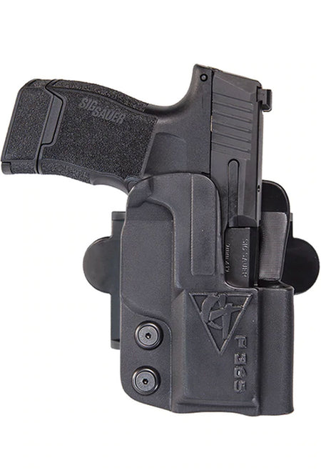 Comp-Tac International Holster Belt, Paddle, Drop Offset Holster for SIG P320-Black-LEFT