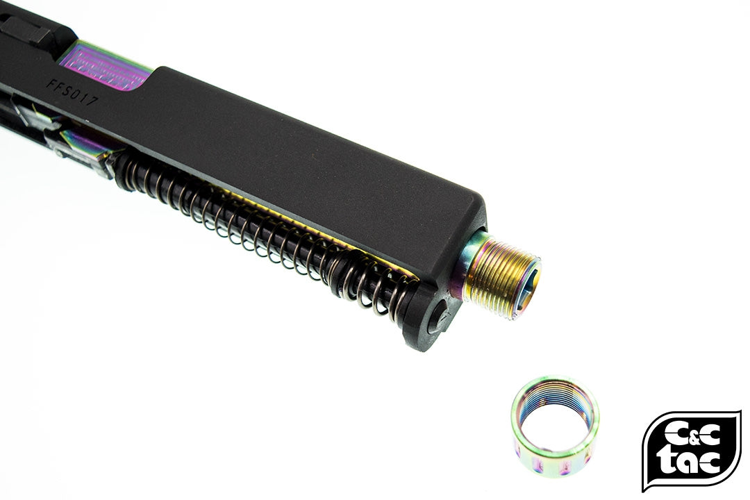 C&C Tac BKL Style Stainless Steel Threaded Outer Barrel 14mm CCW for TM G Model 17 - Chameleon ( Rainbow ) ( For Marui G17 ) ( BK List Style )