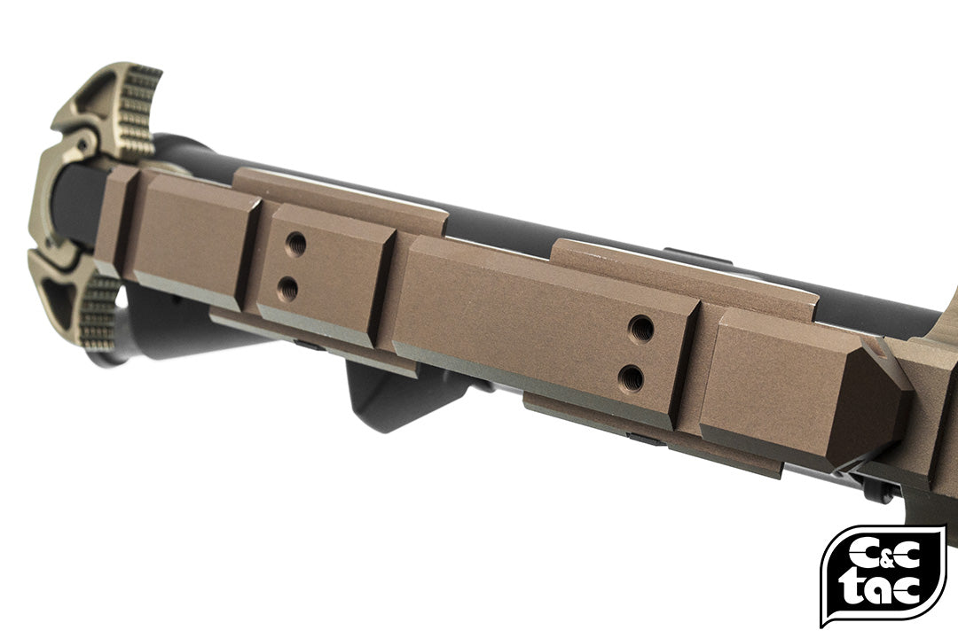 C&C Tac V3 .410 Riser Mount Low Profile Rail and Front Sight Mount Set for Airsoft 20mm Rail ( Brown ) ( CAG Style )