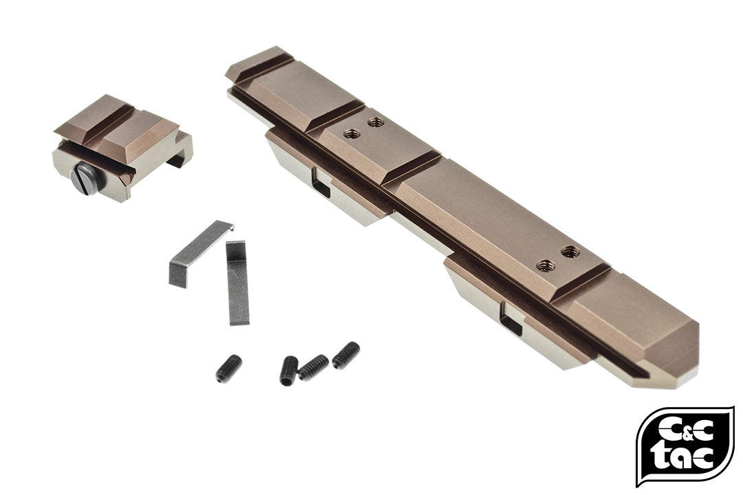 C&C Tac V3 .410 Riser Mount Low Profile Rail and Front Sight Mount Set for Airsoft 20mm Rail ( Brown ) ( CAG Style )