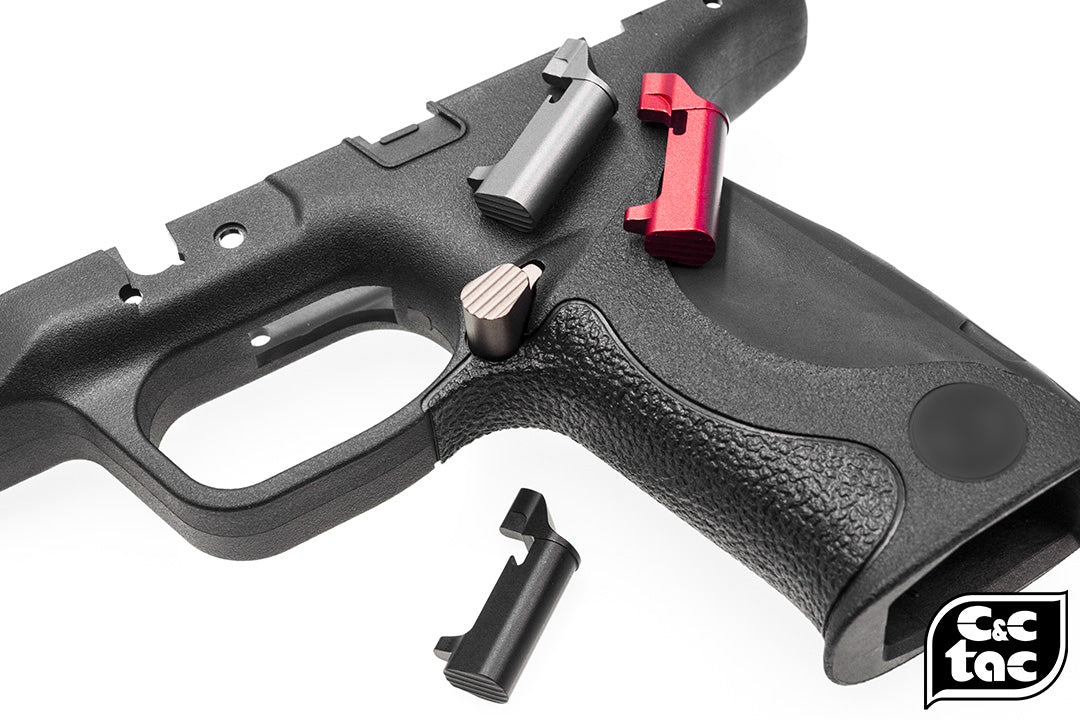 C&C Tac CNC Aluminum SP Style Extended Magazine Release for Tokyo Marui M&P-Titanium Grey