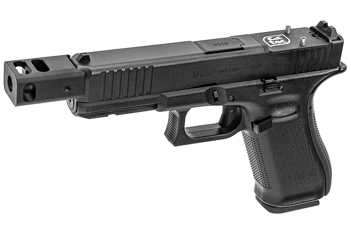 C&C Tac G17G5 Outer Barrel Match 4-Port Compensator 14mm CCW Roland Special KK* Style For Marui TM G17 Gen5 MOS GBBP Series Silver